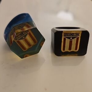 Vintage Puerto Rico Emblem Ring Set - Black and Blue